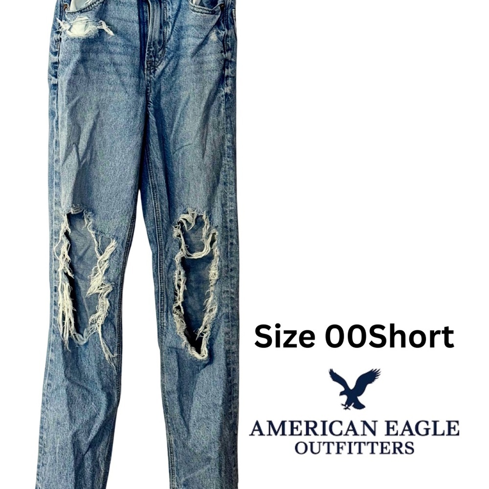American Eagle Jeans Womens Highest Rise Baggy Straight Fit In 00 Short EUC